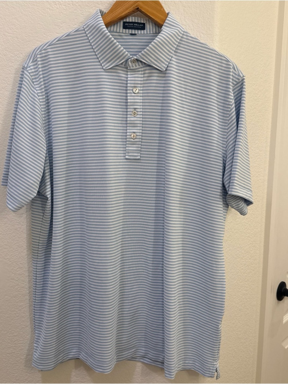 Peter Millar Polo Shirt Mens Blue/White Stripe Comfort Golf Performance - 2XL
